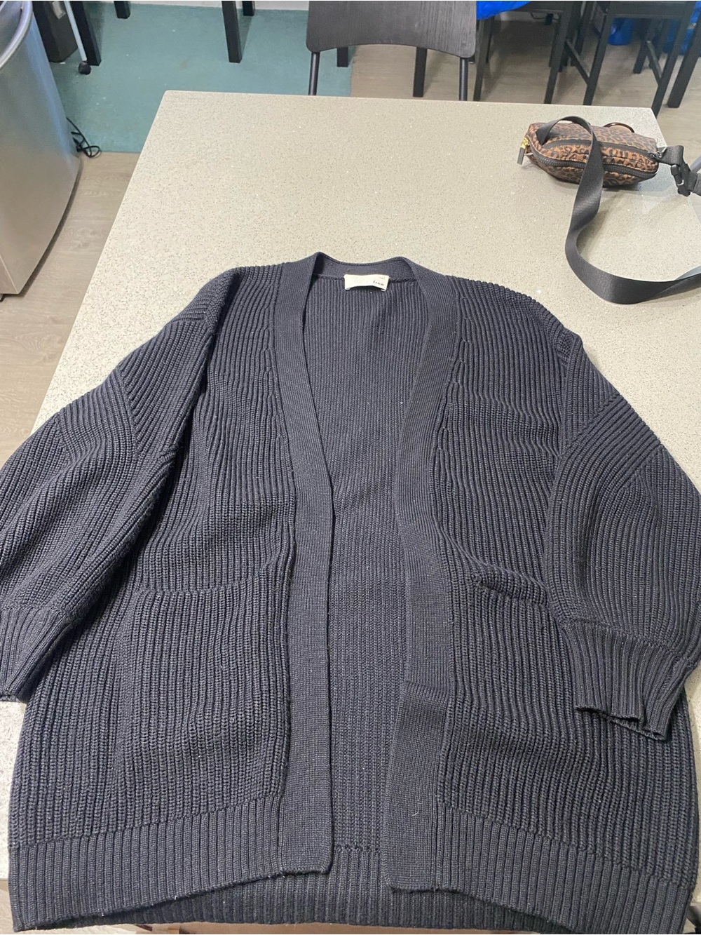 Wilfred Black Ribbed Open Cardigan Sweater